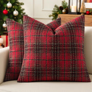 Miulee Plaid Cushion Covers, 18 x 18 Inches, Red