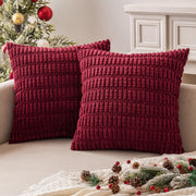 Miulee Corduroy Throw Pillow Covers, 18x18 Inch, Burgundy