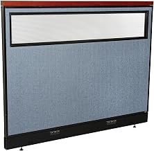 Global Industrial 60-1/4"W x 47-1/2"H Deluxe Electric Office Partition Panel with Partial Window, Blue