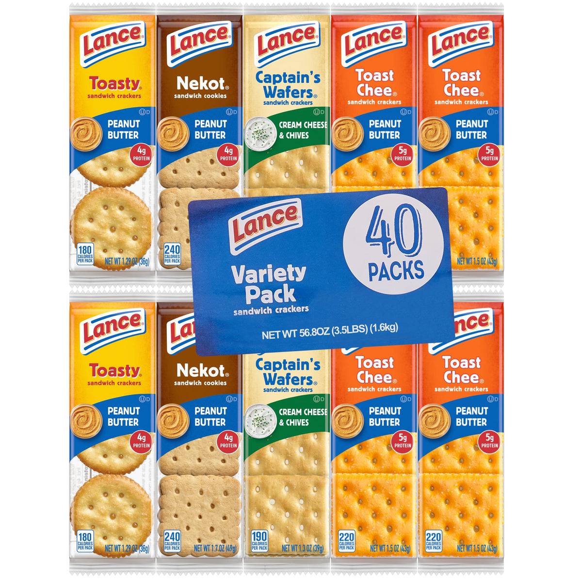 Sandwich Cracker Variety Pack (40 Count) (Pack of 2) by Lance – 113.6 Ounce (Pack of 1), Model 678395
