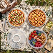 Lawei Pie Carrier Set, 12 Inch with Lid and Handle, Clear 3 Pack