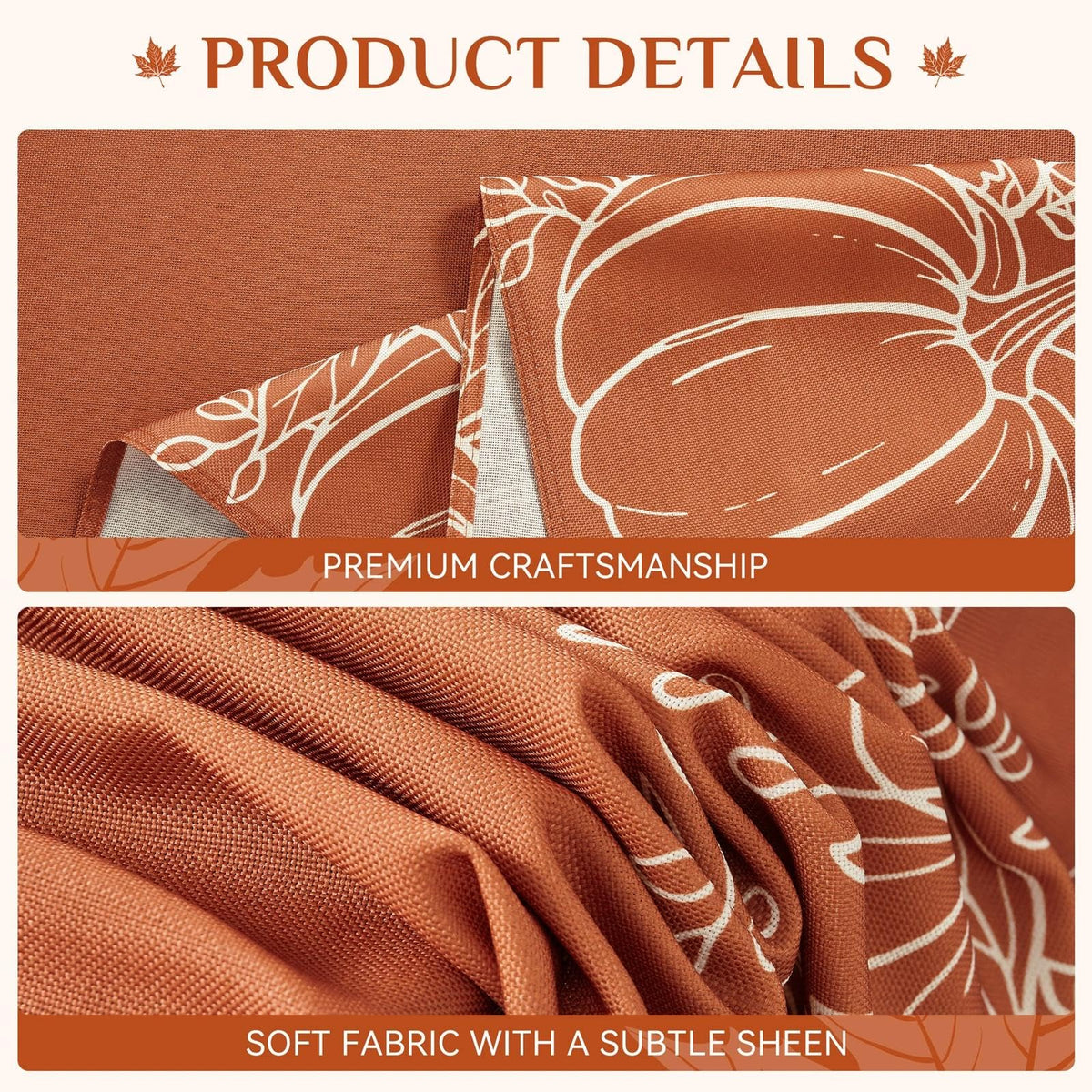 Softalker Faux Linen Round Tablecloth, 70 Inch, Pumpkin and Maple Leaf