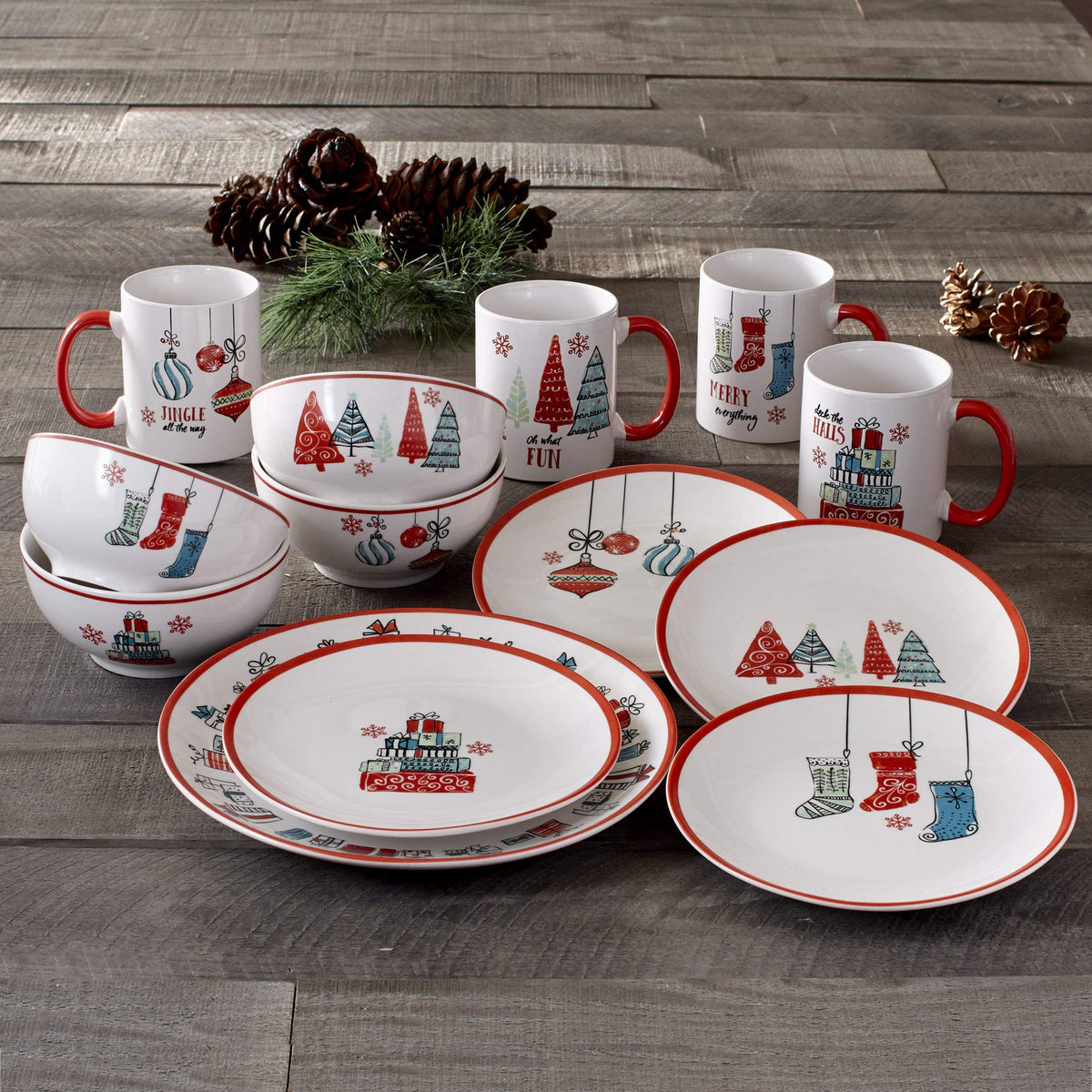 American Atelier White/Red / 10.5" / 1 Dinnerware Sets