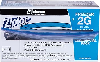 SC Johnson Ziploc Two Gallon Food Storage Freezer Bags, Grip 'n Seal Technology for Easier Hold, Open, and Close, 100 Count