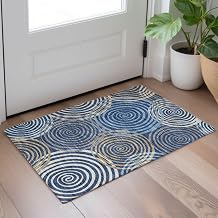 Addison Rugs Chantille ACN2435 Navy 1'8" x 2'6" Indoor/Outdoor, Machine Washable, Easy Clean, Non Shedding, Bedroom, Living Room, Dining Room, Kitchen, Patio Rug