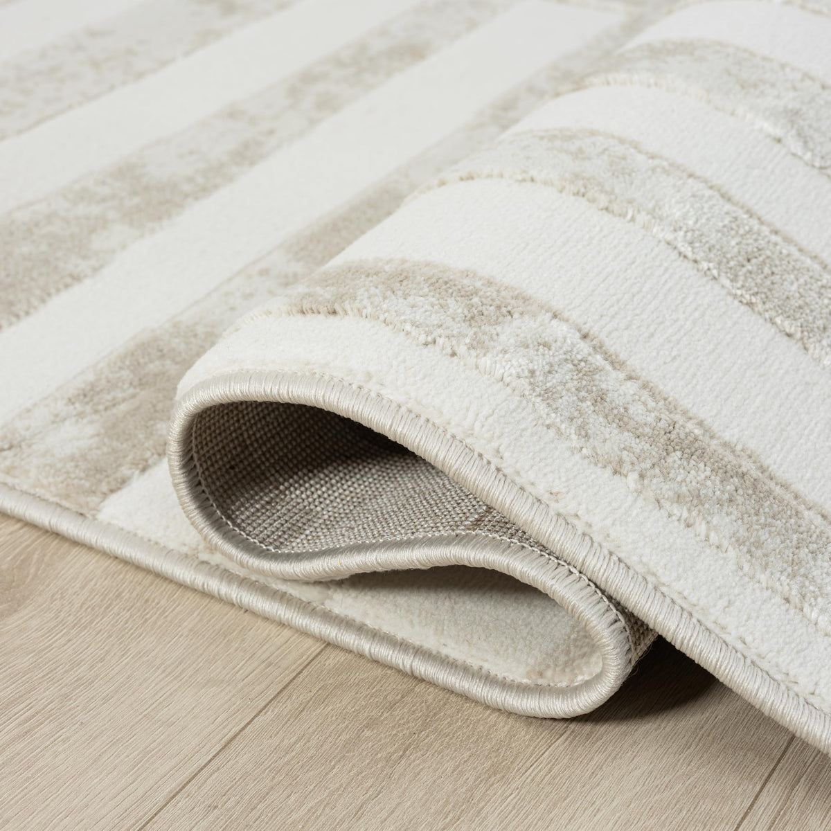 Beige Area Rug - 4' x 6' - Living Room & Bedroom - Abstract Stripe Design - Indoor Use - Easy to Clean by Abani – 4' x 6', Polypropylene, Beige