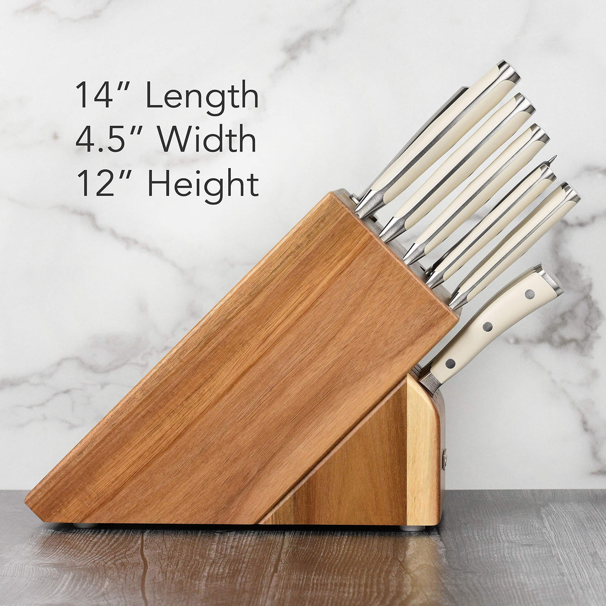 Wusthof Classic 16 Piece Knife Set with Acacia Block by Wüsthof – Forged High Carbon Stainless Steel, Acacia Block, Pack of 16, Model Ikon Creme