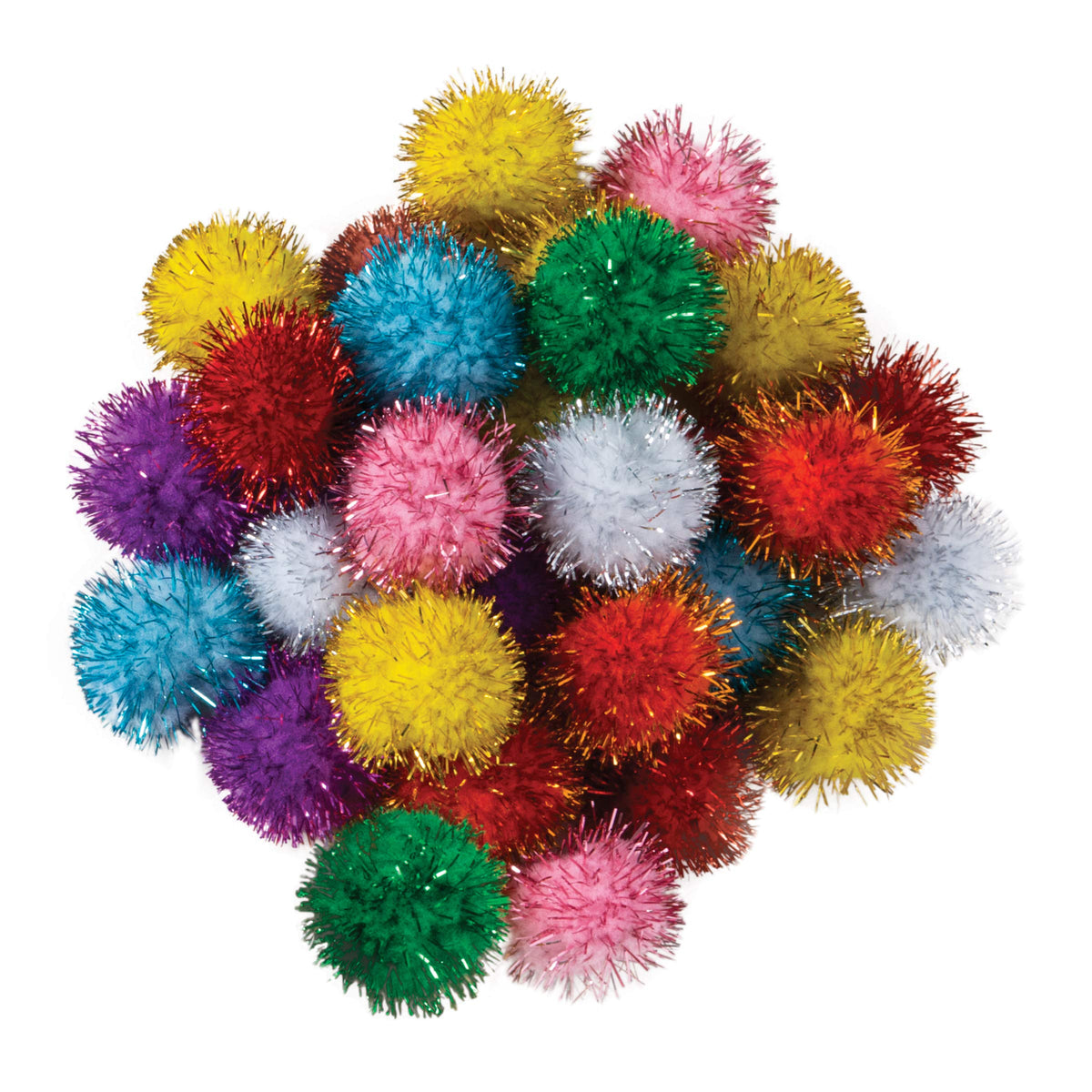Glitter Poms 33Mm X 40-Piece Assorted by Creativity Street – 1-in., Glitter Assorted Colors, Model 81533