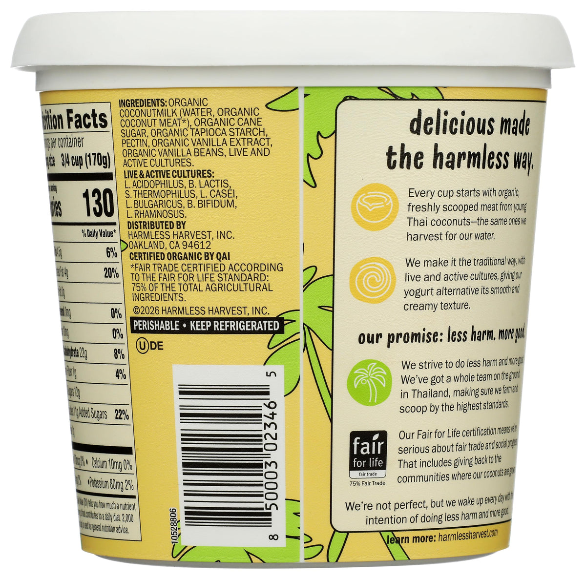 Dairy-Free Cup Yogurt - Vanilla 24oz by Harmless Harvest – 24 OZ, Model 85000302345