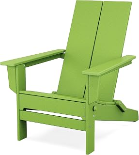 Polywood Contemporary Modern Folding Adirondack Chair in Lime
