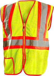 OccuNomix Hi-Vis Safety Vest, Ventilated Mesh, Class 2, Yellow, XL