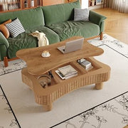 Lift Top Coffee Table for Living Room Mesa de Centro 42in Storage | Silent hydraulic lift coffee table with fluted panel hidden storage, curved safety corners, and 5-min assembly. Ideal as