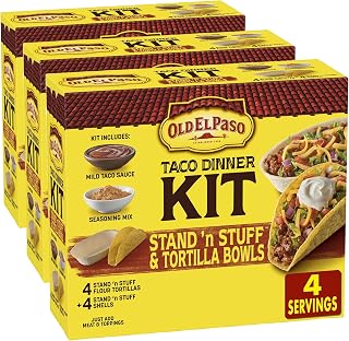Old El Paso Stand 'N Stuff Shells and Tortilla Bowls, Hard & Soft Taco Dinner Kit, 9.4 oz. (Pack of 3)