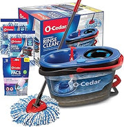 O-Cedar RinseClean Microfiber Spin Mop & Bucket Floor Cleaning System with 2 Extra Mop Head Replacements with Lavender Pac (Variety Pack)
