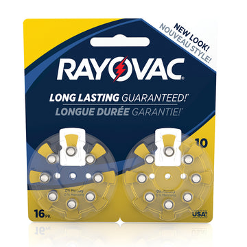 Size 10 Hearing Aid Batteries by Rayovac – 16 Count (Pack of 1), Model L10ZA-16ZMB