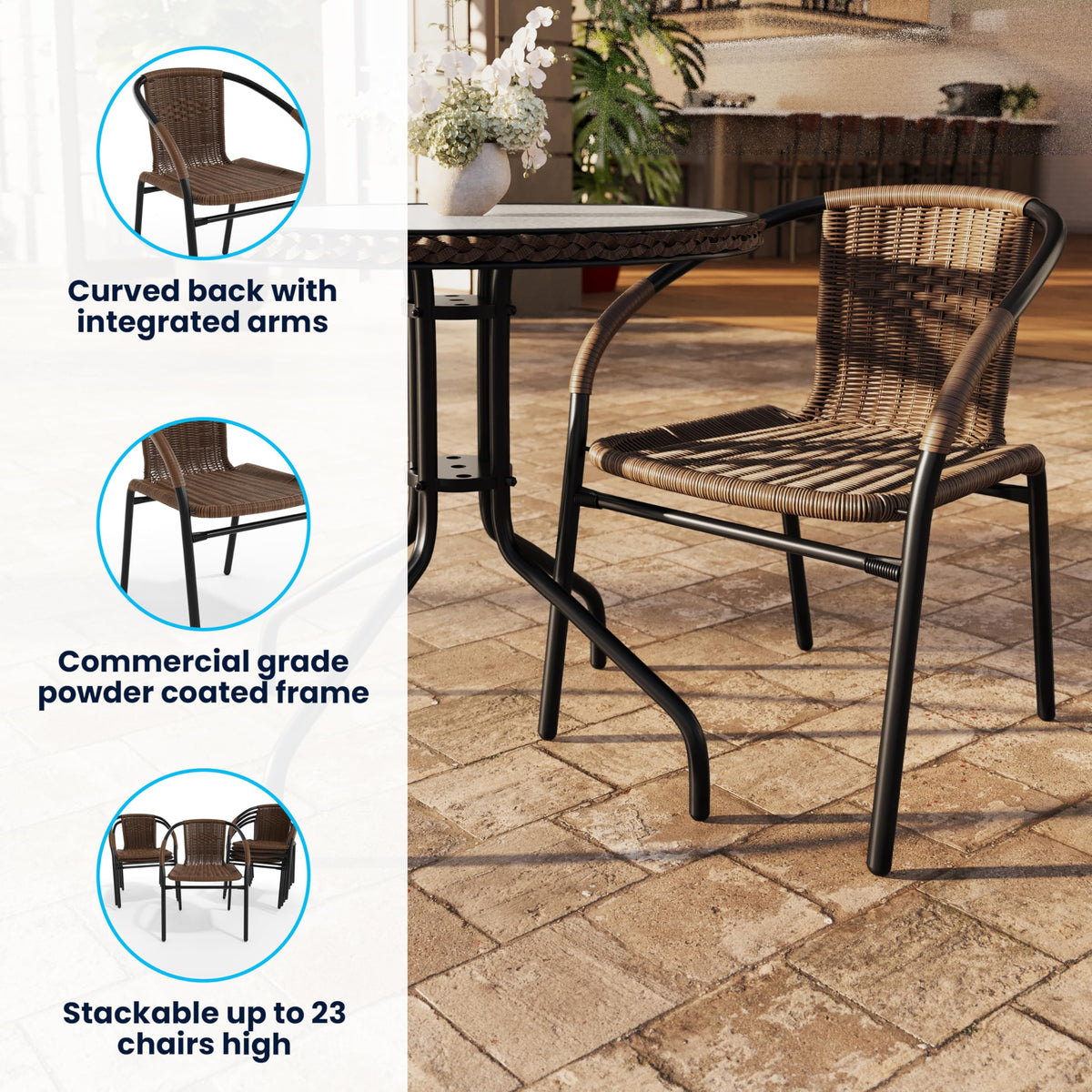 Flash Furniture Dark Brown / Set of 1 / Contemporary Patio Dining Chairs
