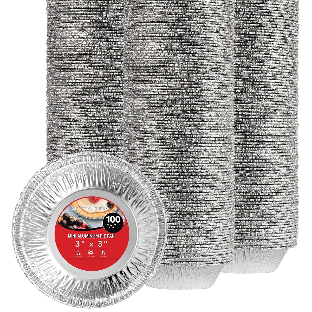 Stock Your Home 100 Pack (3 Inch) / Silver / 100 Pack Pie Pans