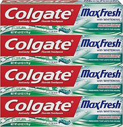 Colgate Max Fresh Whitening Toothpaste with Breath Strips, Clean Mint, 6 Ounce Tube, 4 Pack