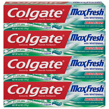Max Fresh Whitening Toothpaste with Breath Strips by Colgate – 6 Ounce (Pack of 4), Toothpaste With Breath Strips, Pack of 4, Model Colgate