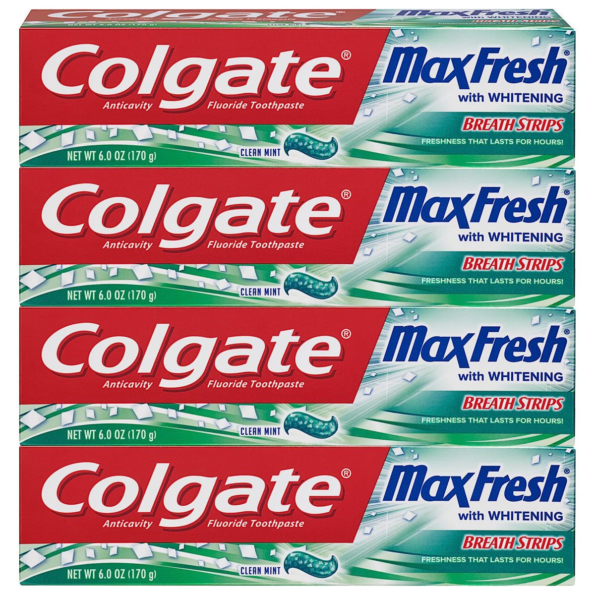 Colgate Clean mint / 6 Ounce (Pack of 4) / Toothpaste With Breath Strips Toothpaste