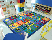 Learning Letter Sounds Childrens Rugs D Multicolor by Joy Carpets – 7'8" x 10'9" (Rectangular), Nylon, Multi Color, Model 1926D