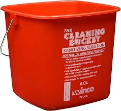 Winco 6 qt Red Plastic Cleaning Bucket | Dishwasher safe, BPA-free