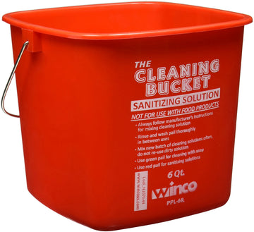 6 qt Red Plastic Cleaning Bucket by Winco – 6 Quart, Plastic, Red, Model PPL-6R