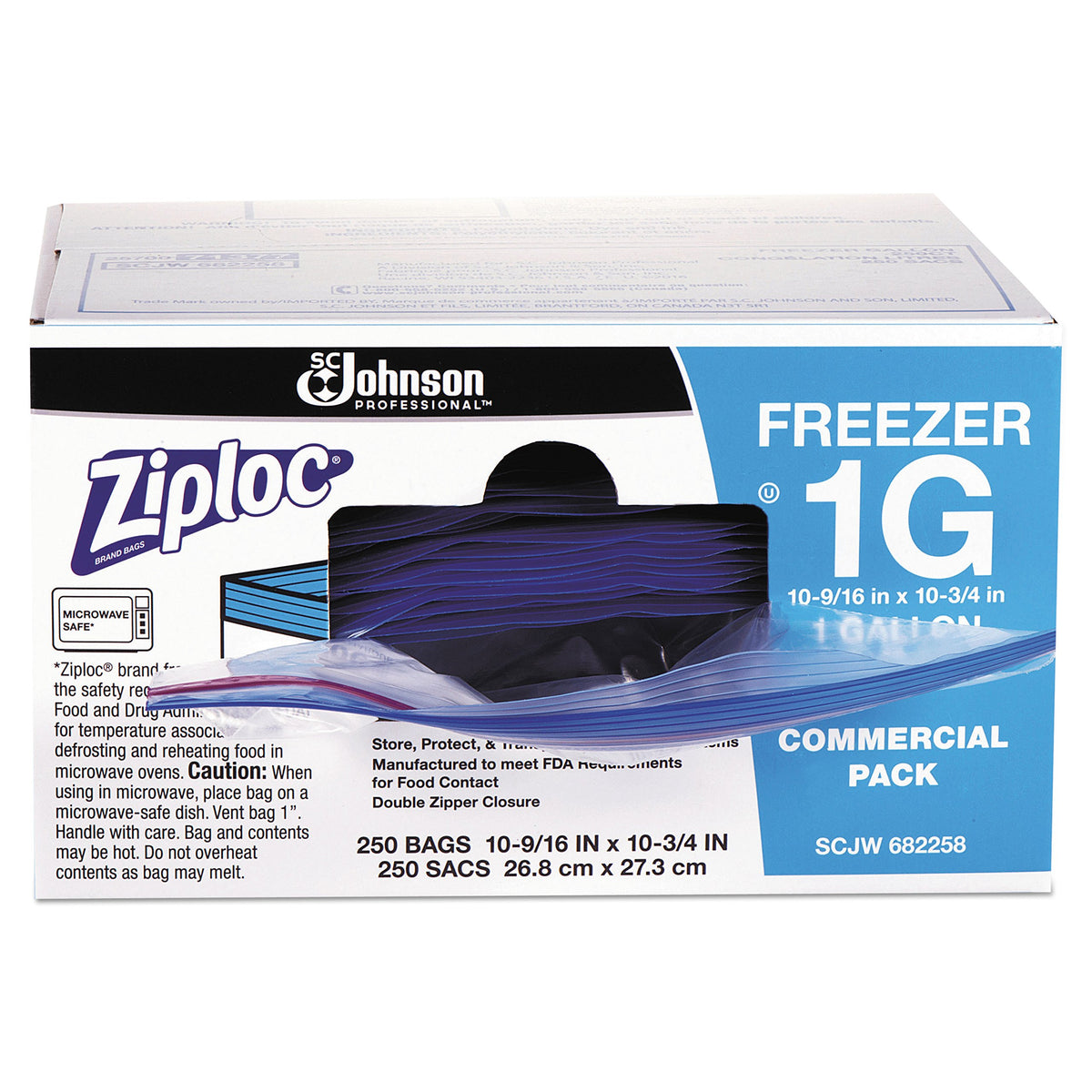 ZiplocZiploc 94604 Double-Zipper Freezer Bags – One Size, 2.0 gallons, Plastic, Clear, Pack of 100