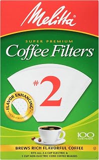 Melitta no 2 Cone Coffee Filters, White, 100 Count