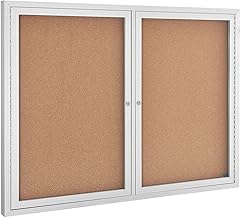 Global Industrial 2 Door Enclosed Bulletin Board, 48" W x 36" H