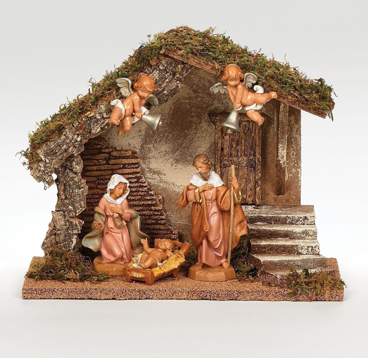 by Roman 5pc Lighted Wedding Nativity Set by Fontanini – Natural Wood, Moss, Bark, Polymer, Multicolor, Pack of 5, Model 54420