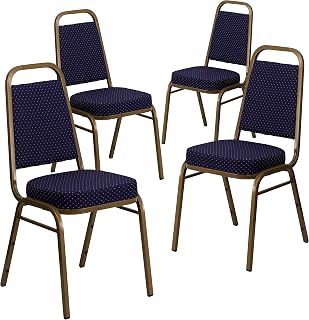 Flash Furniture Hercules Fabric Banquet Chair, Gold, 4-Pack | Stackable, Trapezoidal Back, Gold Frame, Fabric Upholstery