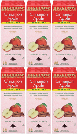 Bigelow Cinnamon Apple Herbal Tea Bags 28-Count Boxes (Pack of 6) Cinnamon Apple Hibiscus Flavored Herbal Tea Bags All Natural Non-GMO by Bigelow Tea – Model 11397