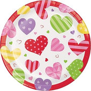Creative Converting 335246 Valentine Hearts Dessert Plates 7" Multicolor