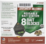 JT Eaton Answer Kills Mice with Reusable Mouse Bait Station and 8 Bait Blocks – Effective Rodent Control Solution for Indoor & Outdoor Use