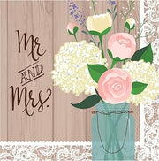 Creative Converting 16-Count Paper Luncheon Napkins, Mr. and Mrs. Rustic Wedding
