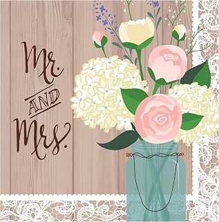 Creative Converting 16-Count Paper Luncheon Napkins, Mr. and Mrs. Rustic Wedding