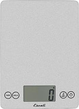 Escali Arti Glass Food Scale Digital Countertop Kitchen, Baking and Cooking Scale with Nutrition and Calorie Counter, 15-Pound Capacity, 9" x 6.5" x .75", Shiny Silver