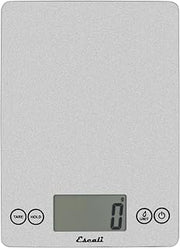 Escali Arti Glass Food Scale Digital Countertop Kitchen, Baking and Cooking Scale with Nutrition and Calorie Counter, 15-Pound Capacity, 9" x 6.5" x .75", Shiny Silver