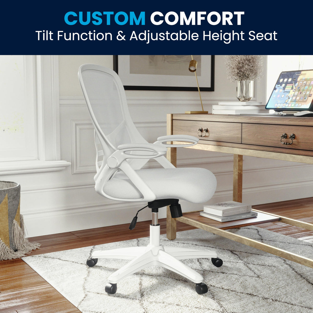 Flash Furniture White / Set of 1 / Contemporary Home Office Desk Chairs