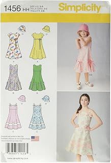 Simplicity 1456 Girls' Dress with Bodice Variations & Hat Sewing Pattern, Sizes 3-6
