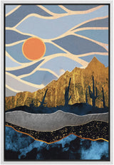 Framed Canvas Print Wall Art Marble Granite Geometric Mountain Range Nature Abstract Illustrations Modern Art Rustic Scenic Relax/Calm for Living Room by SIGNFORD – 36"L x 24"W