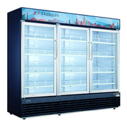 Commercial Glass Swing 3-Door Merchandiser Refrigerator by Dukers – (W x D x H): 78″ x 31 7/8″ x 79 1/2″, 69.4 cubic_feet, Metal, Black/Clear, Model DSM-69R