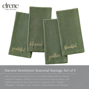 Threadmade Embroidered Harvest Napkins, 17 x 17 Inch, Set of 4 Green