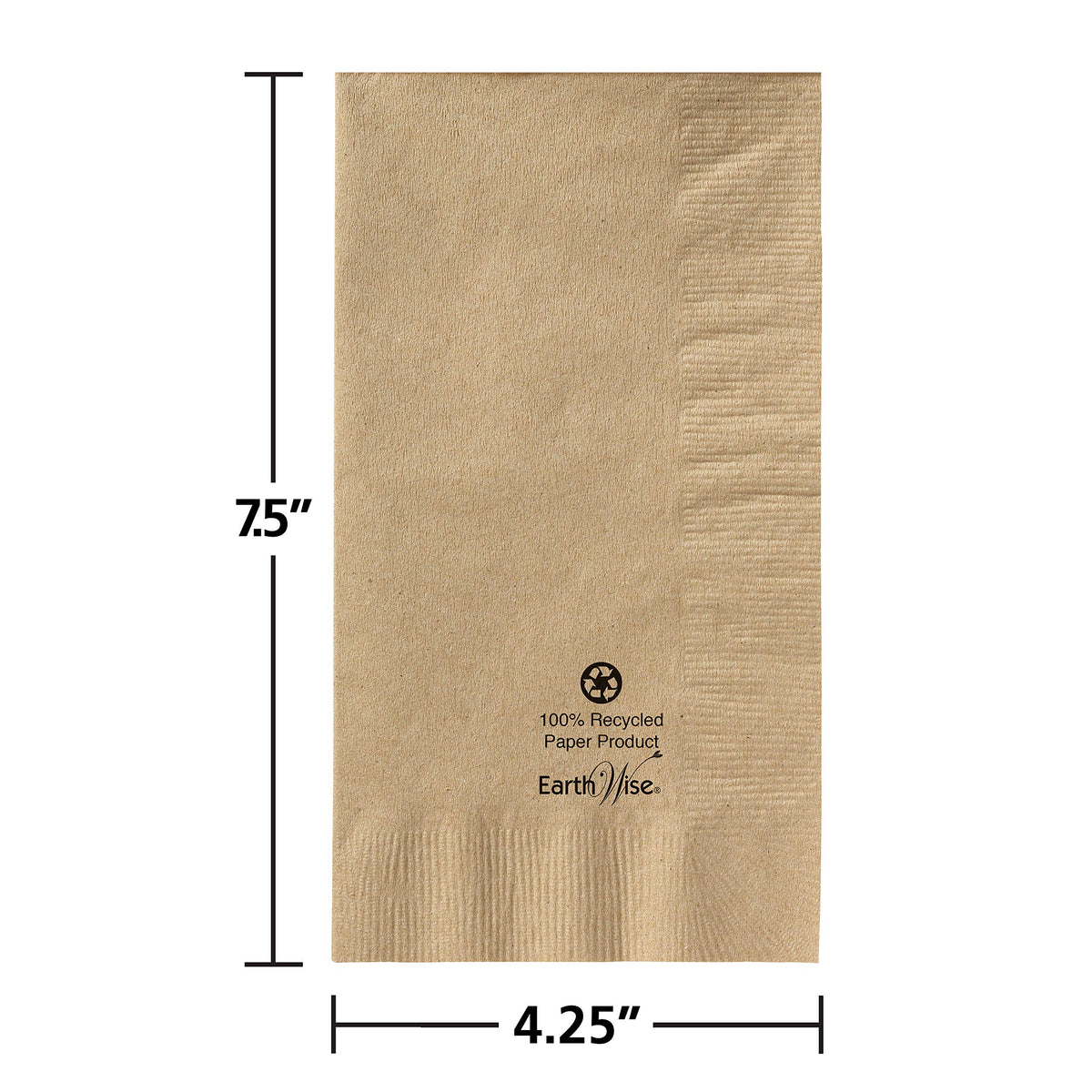 Hoffmaster 180430 Earth Wise Kraft Dinner Napkin – 2 Ply, 1/8 Fold, 17" Length x 15" Width, Natural (Packs of 1000)