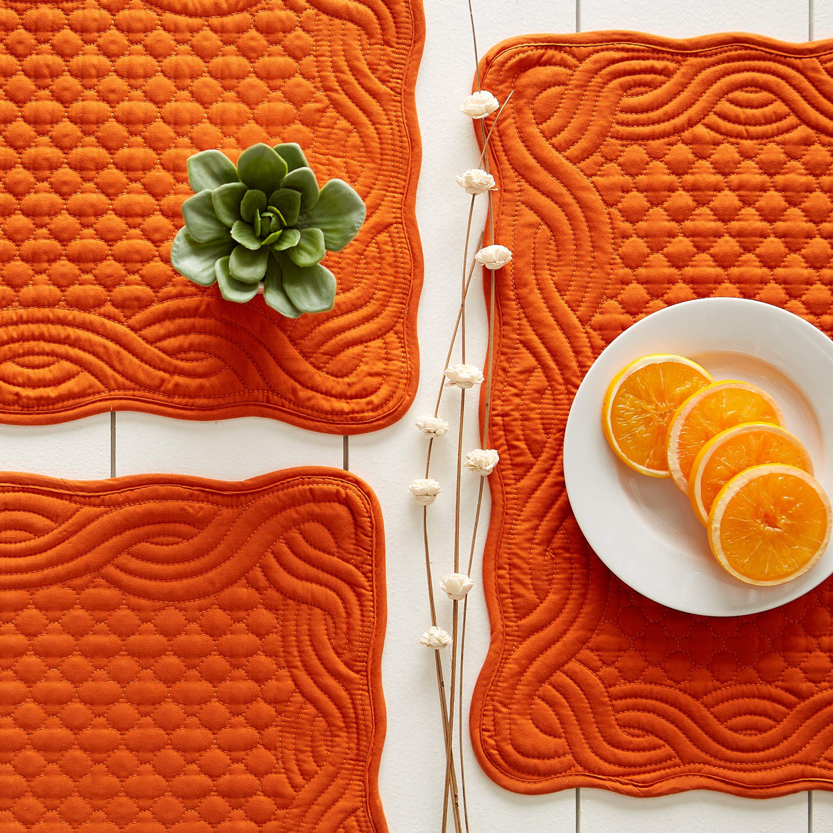 DII Quilted Placemats, 13x18 Inch, Pumpkin Spice, Set of 6