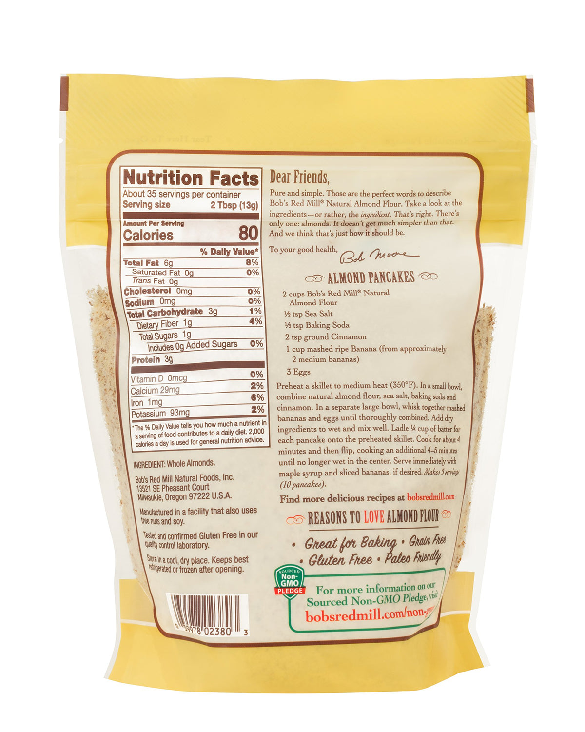 Bob's Red Mill 64 Ounce (Pack of 1) / Resealable / 1 Almond