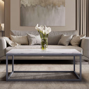 Wynn 48" Modern Luxe Solid Marble Coffee Table by Jofran Inc. – Marble, Grey Marble, Model 2568-1