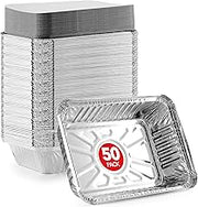 Aluminum Pans (50 Pack) 2 Lb Disposable Aluminum Foil Oblong Pans with Cardboard Covers - To Go Food Storage Containers for Baking by Stock Your Home – 2 lb, 0.01 fluid_ounces