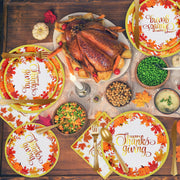 Analim Thanksgiving Dinnerware Set, 350 Pieces, Golden Maple Leaves